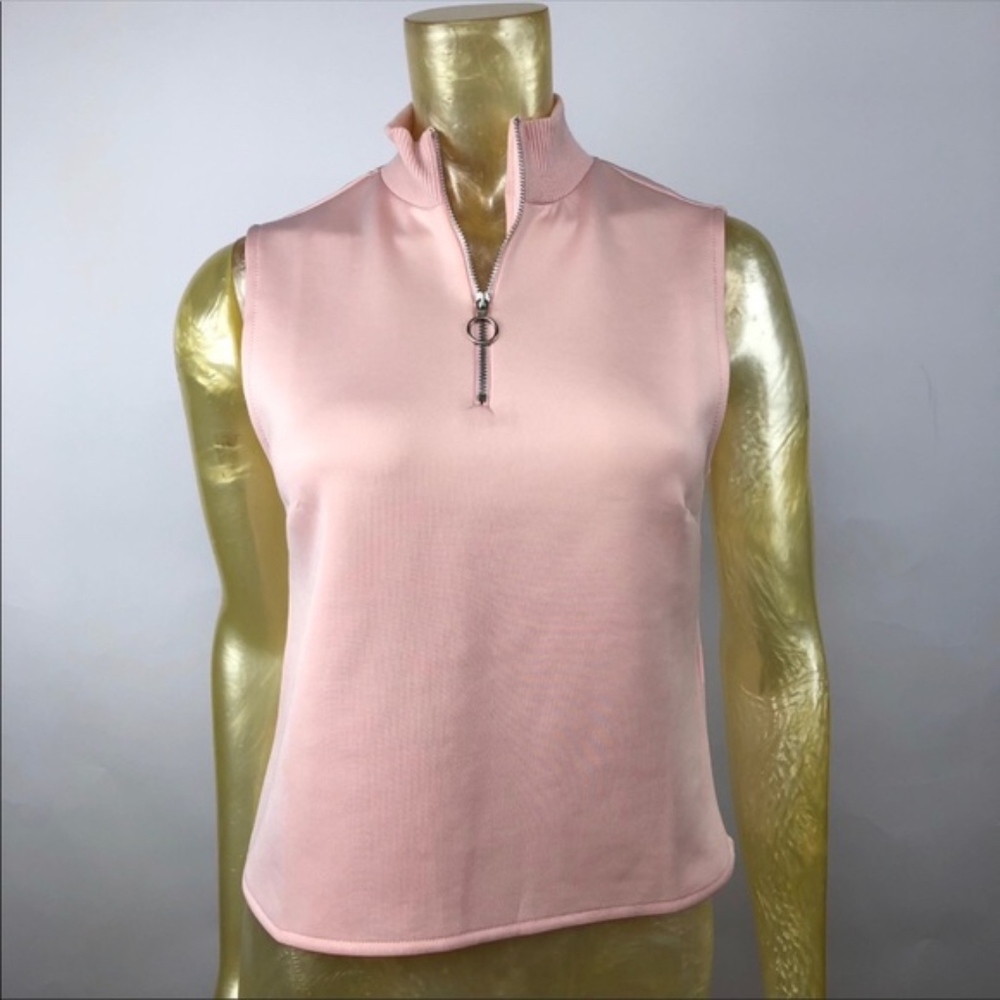 ZARA Collection Pink Scuba Blouse Tank Top sz M **